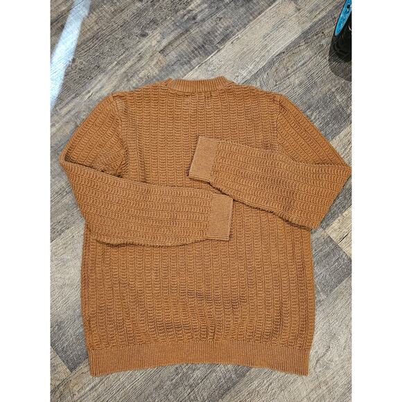 Topman Ltd fisherman knit sweater camel brown men's large vtg crewneck - Picture 7 of 9